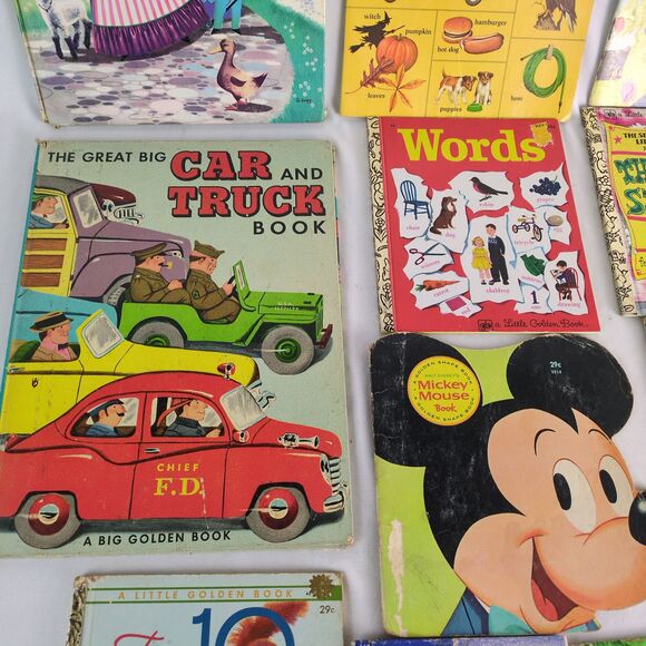 Vintage Lot of 12 Children's Books 1940s-70s Little Golden Disney Words Animals+ - Picture 3 of 11